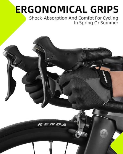 ROCKBROS Cycling Gloves for Men Women - Breathable Gel Pad Road Mountain Bike Gloves - Touch Screen Anti-Slip MTB Gloves for Cycling Workout Outdoor Sports