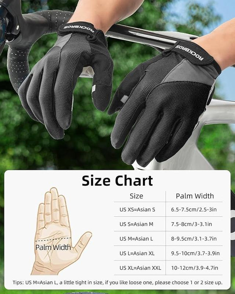 ROCKBROS Cycling Gloves for Men Women - Breathable Gel Pad Road Mountain Bike Gloves - Touch Screen Anti-Slip MTB Gloves for Cycling Workout Outdoor Sports