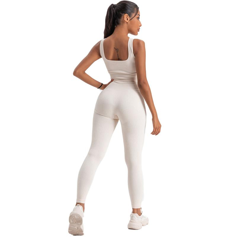 Women'S Solid Color Workout Jumpsuits, Sleeveless Slim Fit Yoga Fitness Romper Jumpsuits Seamless Gymwear